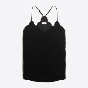 J Crew Scallop Trim Cami Tank Top Blouse Black - Size 6